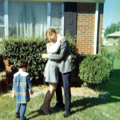 My dad traveled so much, that this sports jacket and subsequent embrace from my mom was a normal sight to me growing up.