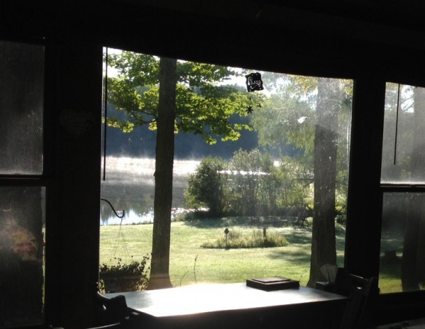 The morning view from the window on what my dad called, "The diamond necklace" reflecting on the water.