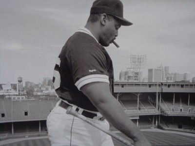 Cecil on the roof of Tiger Stadium where one of his bombs landed.