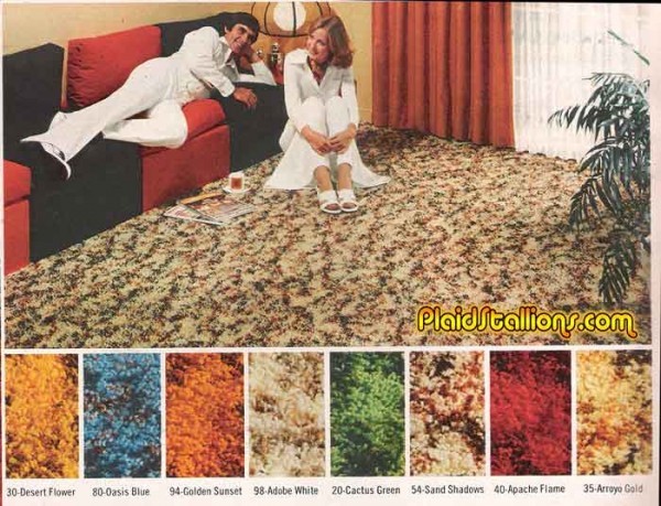 Hard to decide what's more startling, the carpeting or the jumpsuits.